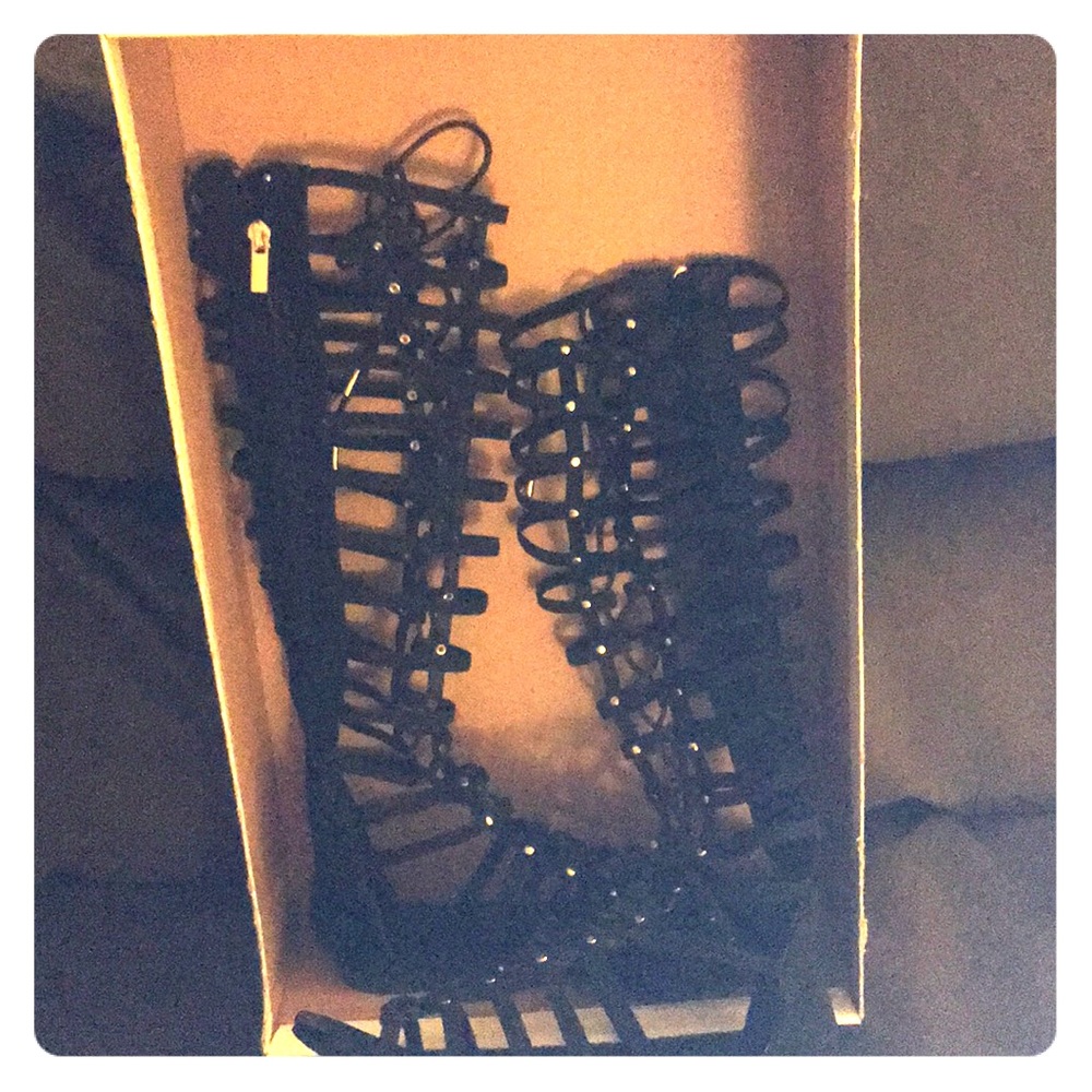 Knee high gladiator sandals